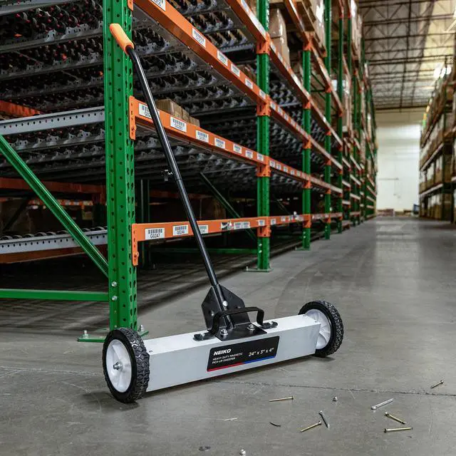 Alt view image 7 of 7 - 53416A 24 Rolling Magnetic Sweeper with Wheels, 50 Pound Capacity, Adjustable Handle & Floor Magnet Clearance Height, Metal Pick Up and Nail Magnet, Floor Sweeper for Construction, Shop, Etc