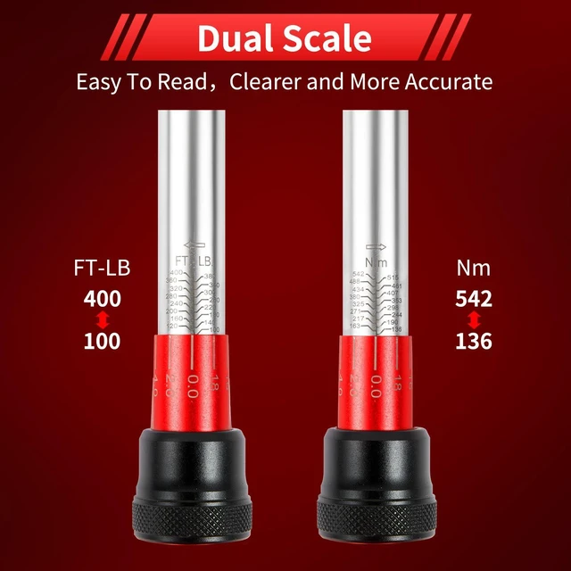 Alt view image 3 of 6 - 3/4-Inch Torque Wrench, Dual-Direction Adjustable 60 tooth 100-400ft.lb/136-542Nm, Professional Torque Wrench, for Maintenance Tool and Product Assembly