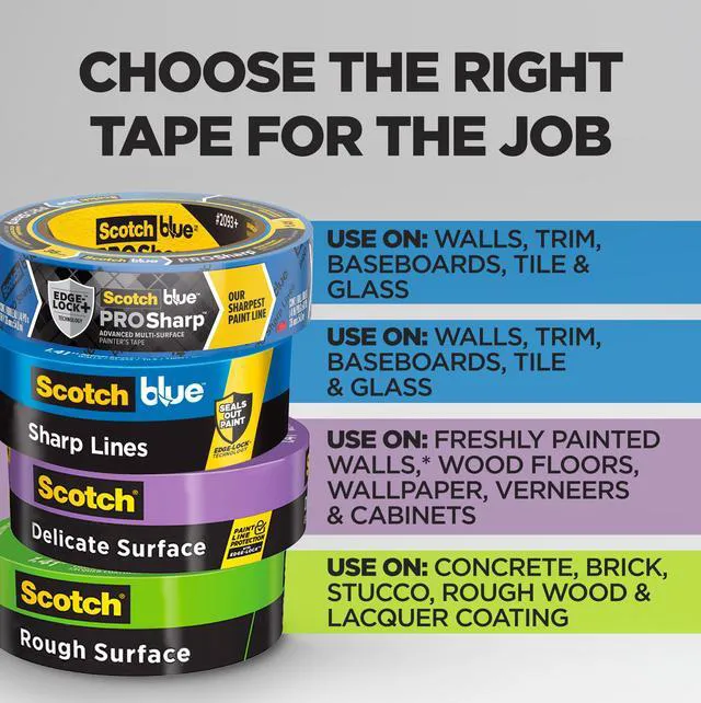 Alt view image 3 of 7 - Painter's Tape, 0.94" Width x 60 Yards, 8 Rolls, Blue, Multi-Surface, Indoor/Outdoor, 45% Renewable Resources, No Residue, DIY, Glass, Wood, 0.94 inches, Made in USA Imported (Pack of 2)