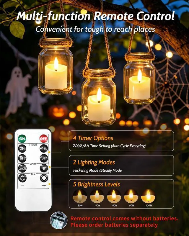 Alt view image 5 of 7 - 24 Pack Small Rechargeable Flameless Candles with Remote Timer 1.5"x2" LED Tea Lights Votive Fake Candles Flickering Mini Candles Battery Operated for Halloween Wedding Party Home Decor