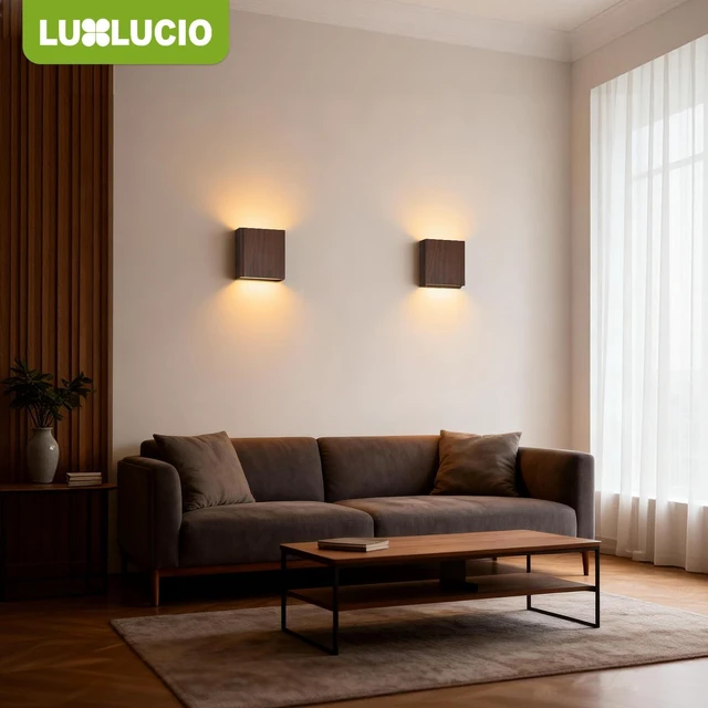 Alt view image 3 of 7 - 2 Pack Indoor Outdoor Walnut Wood Grain Up and Down LED Wall Light, Modern Bedroom/Porch Wall Lamp, IP65 Waterproof, 5%-100% Dimmable 18W 1620lm, 5CCT (2700K-5000K), CRI 90+, 120V-277V