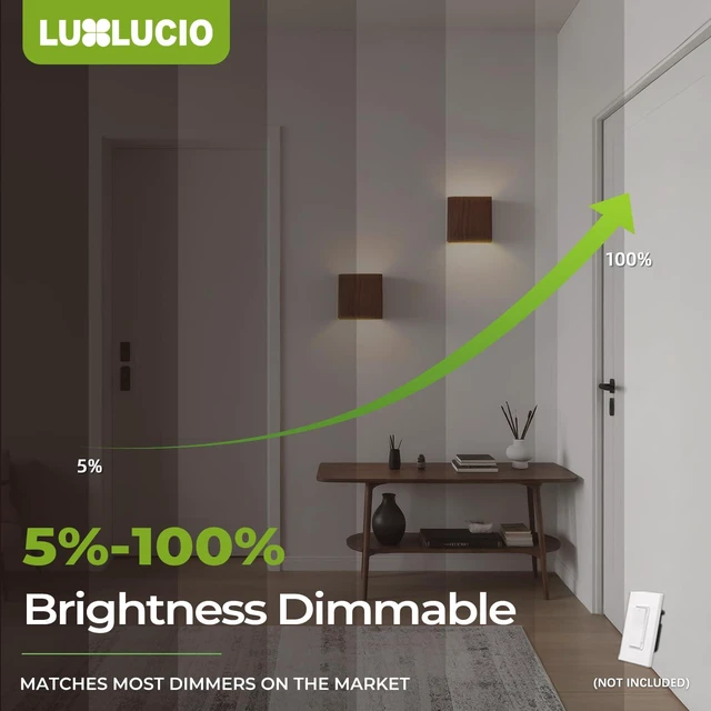 Alt view image 7 of 7 - 2 Pack Indoor Outdoor Walnut Wood Grain Up and Down LED Wall Light, Modern Bedroom/Porch Wall Lamp, IP65 Waterproof, 5%-100% Dimmable 18W 1620lm, 5CCT (2700K-5000K), CRI 90+, 120V-277V