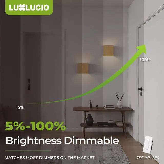 Alt view image 7 of 7 - 2 Pack Indoor Outdoor Natural Wood Grain Up and Down LED Wall Light, Modern Bedroom/Porch Wall Lamp, IP65 Waterproof, 5%-100% Dimmable 18W 1620lm, 5CCT (2700K-5000K), CRI 90+, 120V-277V