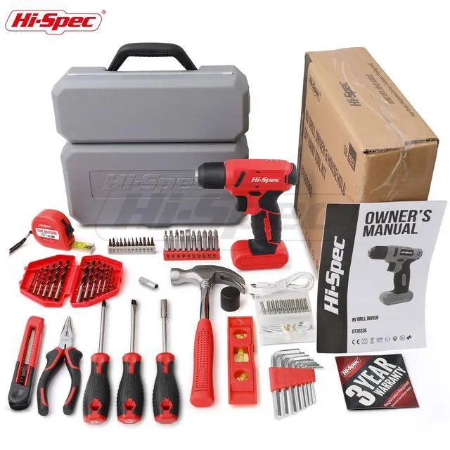 Alt view image 7 of 7 - 8V USB Cordless Drill Driver Home Tool Kit for Home DIY, Red 58pc, faster holes and screwdriving, bit accessories, portable carry storage, light-duty project control, home setup help