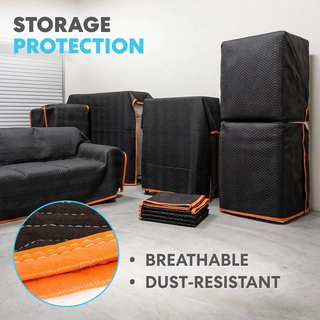 Alt view image 5 of 6 - Heavy Duty Padded Moving Blankets 72" x 40" 12 Pack Packing Blankets, Furniture Covers for Moving
