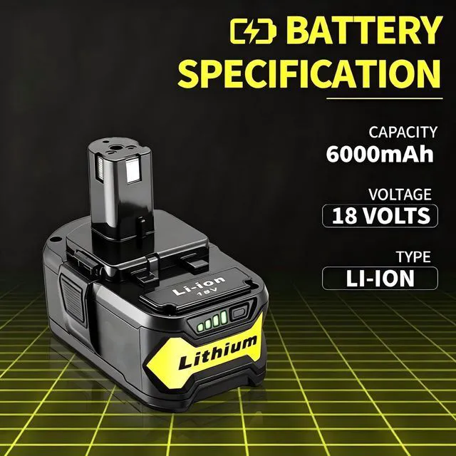 Alt view image 4 of 7 - 4 Pack High Capacity Replacement for Ryobi 18v Battery P108 P104 P105 P102 P103 P122 P109 Li-ION Compatible with Ryobi 18V ONE+ System Cordless Power Tools and Charger