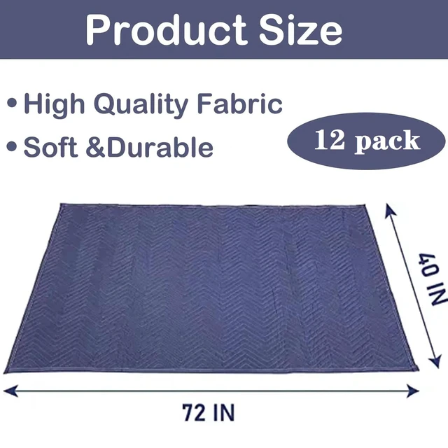 Alt view image 2 of 5 - 12 Pack Moving Blankets 40"x 72" Heavy Duty Packing Blankets for Shipping Thick Furniture Wrapping for Moving Supplies