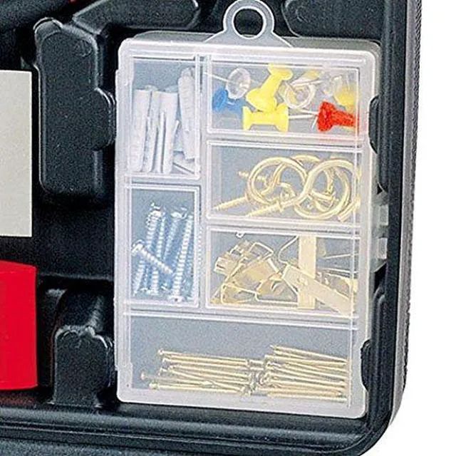 Alt view image 6 of 7 - Tools 135 Piece Household Tool Set, Red DT0773 Pivoting Dual-Angle 3.6 Volt Lithium-Ion Cordless Screwdriver, Most-Needed Tools and Hanging Assortment