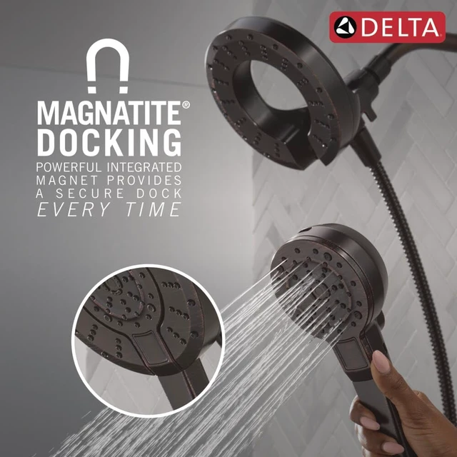 Alt view image 5 of 7 - 5-Setting In2ition 2-in-1 Dual Shower Head with Handheld High Pressure ProClean Spray, Oil Rubbed Bronze Detachable Shower Head with Hose, 1.75 GPM Flow Rate, Venetian Bronze 75548RB