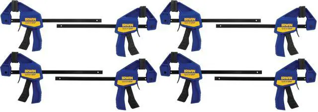Main image of Bar Clamp, 6", 8 Pack | QUICK-GRIP | One-Handed | Mini