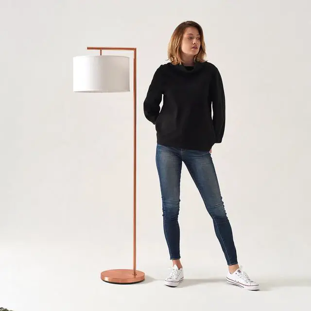 Alt view image 3 of 7 - Montage Modern Floor Lamp, LED Floor Lamp for Living Rooms & Offices - Tall Standing Lamp for Bedroom Reading - Corner Pole Lamp for Contemporary Home Decor - Rose Gold