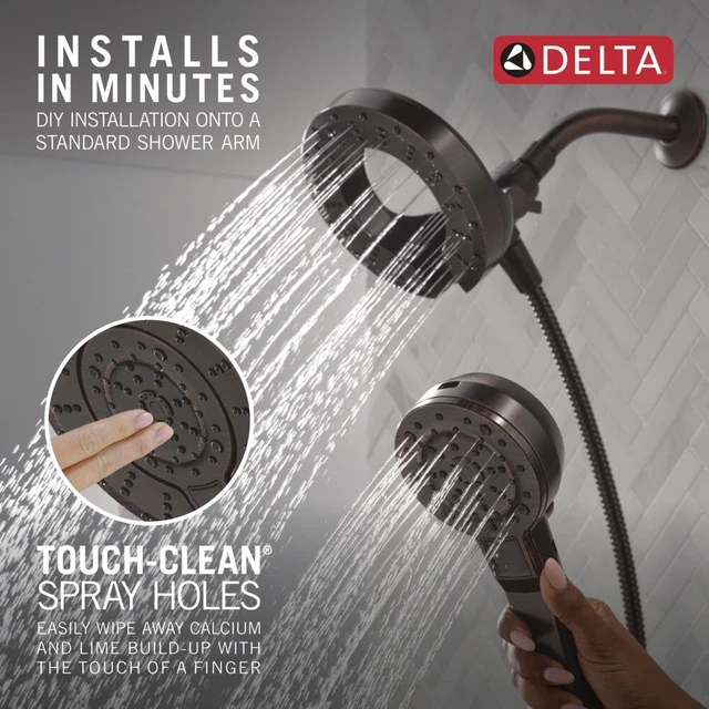 Alt view image 7 of 7 - 5-Setting In2ition 2-in-1 Dual Shower Head with Handheld High Pressure ProClean Spray, Oil Rubbed Bronze Detachable Shower Head with Hose, 1.75 GPM Flow Rate, Venetian Bronze 75548RB