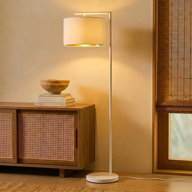 Alt view image 5 of 7 - Montage Modern Floor Lamp - LED Standing Lamp with Adjustable Color Changing Bulbs for Living Rooms & Offices - Tall Corner Bedroom Reading Light for Contemporary Home Decor - Cream and Gold