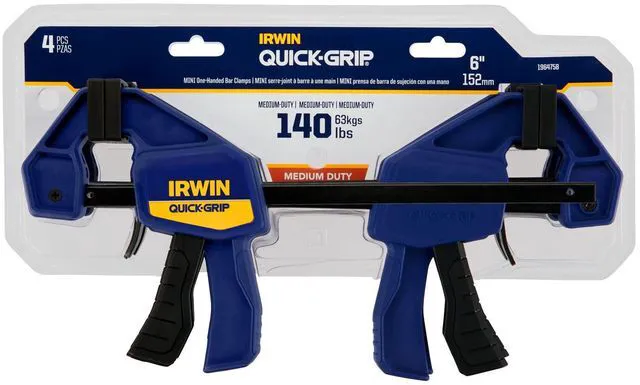 Alt view image 2 of 7 - Bar Clamp, 6", 8 Pack | QUICK-GRIP | One-Handed | Mini