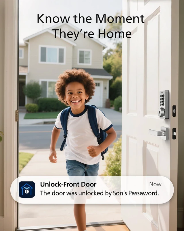 Alt view image 5 of 7 - Wi-Fi Smart Deadbolt Lock, Keyless Entry Door Locks for Front Door Code / Fingerprint / APP Unlock, Remote Access, Alexa Google Voice Unlock, Auto Lock, Built in WiF, Backlit Touchscreen