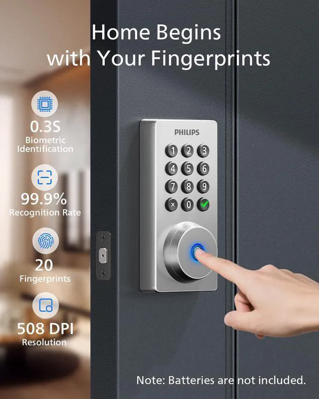 Alt view image 7 of 7 - Wi-Fi Smart Deadbolt Lock, Keyless Entry Door Locks for Front Door Code / Fingerprint / APP Unlock, Remote Access, Alexa Google Voice Unlock, Auto Lock, Built in WiF, Backlit Touchscreen