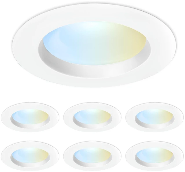 Main image of 5/6in LED Recessed Downlight Retrofit Kit, Lumen Adjustable Dimmable, Selectable White 2700K5000K, 850/1025/1290 Brightness, 90+ CRI, E26 Adapter Included, 6 Pack