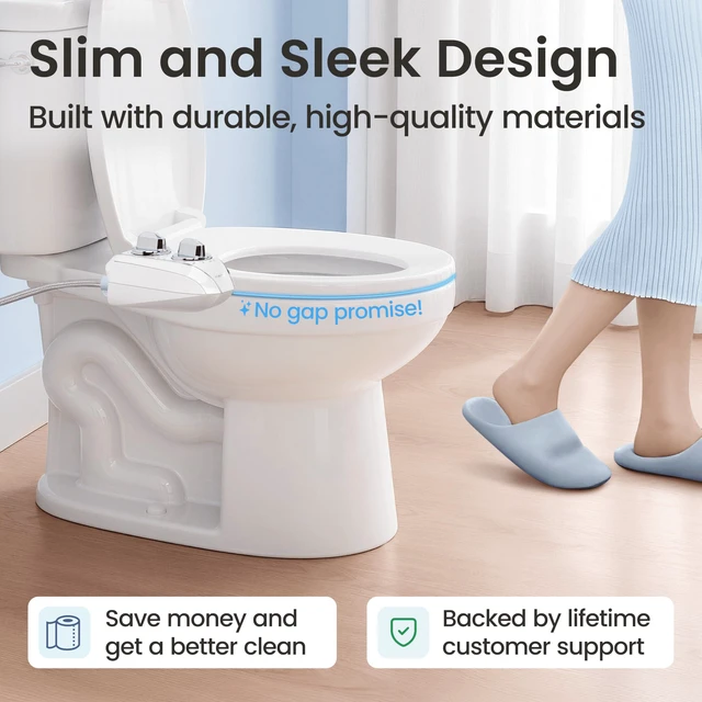 Alt view image 7 of 7 - NEO 185 PLUS - Patented Bidet Attachment for Toilet, Rose Gold Non-Electric, Dual Nozzle, Slide-In Install, 360° Self-Clean, EZ-Lift to Clean, Feminine & Rear Wash