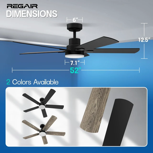 Alt view image 6 of 7 - Ceiling Fan With Light 52-Inch, Remote Control Reversible DC Motors, 3CCT Dimmable Timer Noiseless, Nickel Ceiling Fan for Bedroom Living Room, Indoor&Outdoor ETL Listed