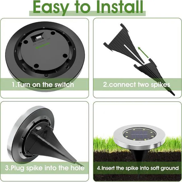 Alt view image 5 of 7 - Solar Lights Outdoor Waterproof, Warm White, 16 Pack Ground Lights Solar Powered Lights Outdoor Solar Disk Light Landscape Light for Deck Step Patio Yard Pathway Walkway Driveway Garden