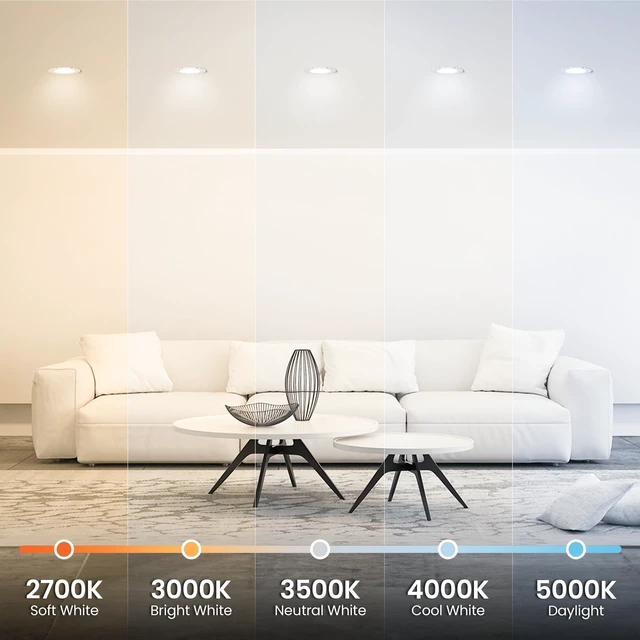 Alt view image 4 of 7 - 5/6in LED Recessed Downlight Retrofit Kit, Lumen Adjustable Dimmable, Selectable White 2700K5000K, 850/1025/1290 Brightness, 90+ CRI, E26 Adapter Included, 6 Pack