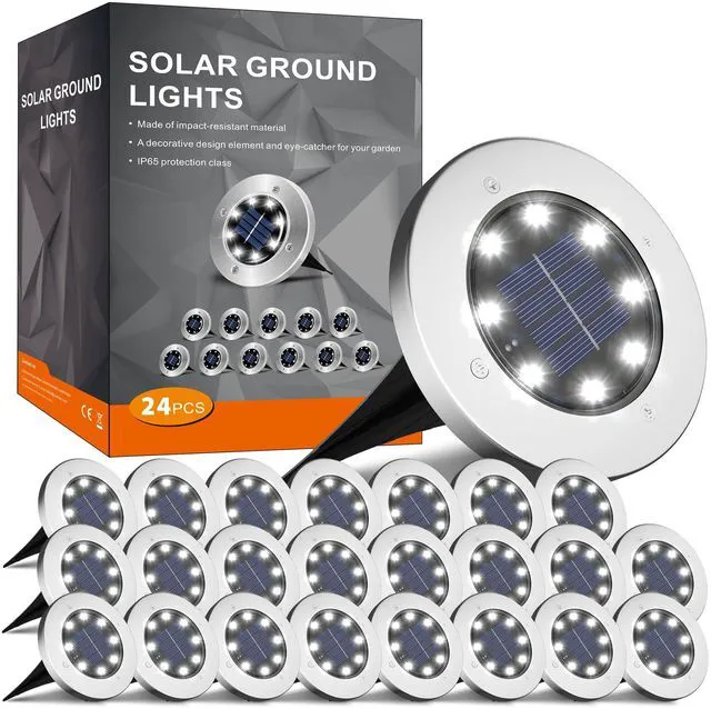 Main image of Solar Lights Outdoor Waterproof, Warm White, 16 Pack Ground Lights Solar Powered Lights Outdoor Solar Disk Light Landscape Light for Deck Step Patio Yard Pathway Walkway Driveway Garden
