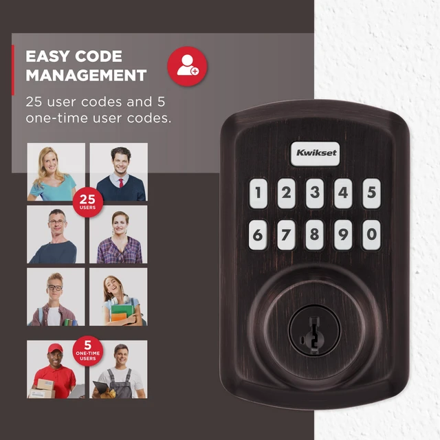 Alt view image 4 of 7 - Powerbolt 250 10-Button Keypad Venetian Bronze Transitional Electronic Deadbolt Door Lock, Featuring Convenient Keyless Entry, Customizable User Codes and Auto-Locking