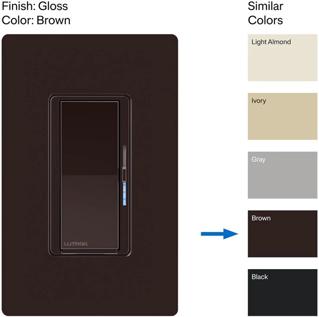 Alt view image 2 of 7 - Caseta Diva Smart Dimmer Switch (Smart Hub Required), No Neutral Req For Caseta systems, no neutral required, soft glow light bar, single-pole/3-way, DVRF-6L-BR, Brown