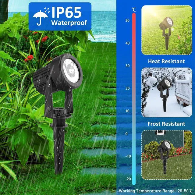Alt view image 5 of 6 - Color Changing Solar Landscape Spotlights 4 Pack, IP65 Waterproof RGB Spot Lights 9.8ft Cable, Separated Panel Garden Light for Flag Outdoor Yard Driveway Porch Walkway Pool Patio