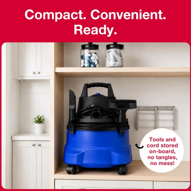 Alt view image 6 of 7 - WD-6 L212 Wet Dry Vacuum Cleaner, 6 Gallon 3-in-1 Suction & Blower, 16 ft Reach, Big Cleaner for Car, Shop Vacuum Wet and Dry, Swivel Casters, Black/Blue