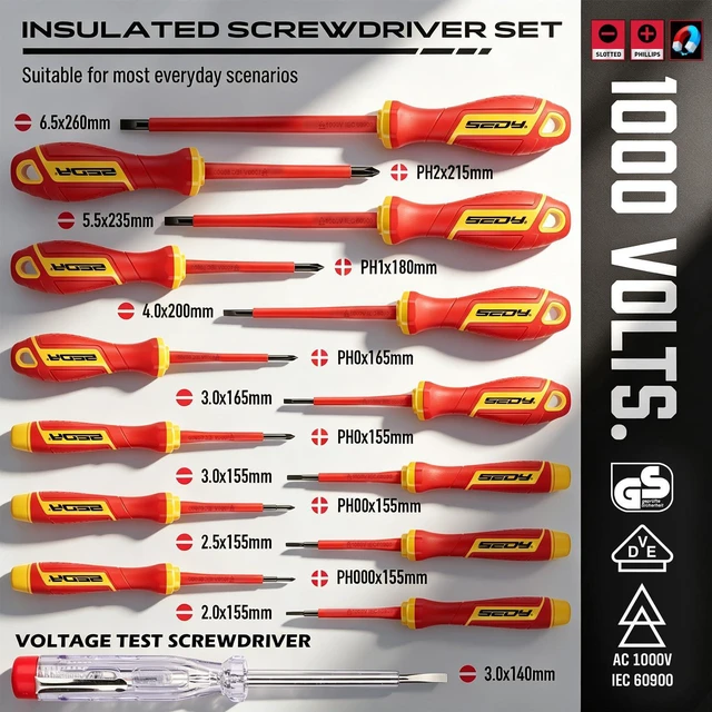 Alt view image 2 of 7 - 18-Piece Insulated Electrician Tool Set, VDE 1000V Insulated Screwdrivers, Voltage Tester, Long Nose, Diagonal Cutting and Water Pump Pliers for Electrical Work, Home Repair and Maintenance