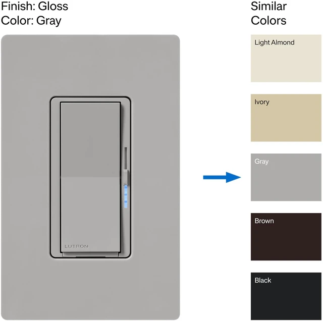 Alt view image 2 of 7 - Caseta Diva Smart Dimmer Switch (Smart Hub Required), No Neutral Req For Caseta systems, no neutral required, soft glow light bar, single-pole/3-way, DVRF-6L-GR, Gray