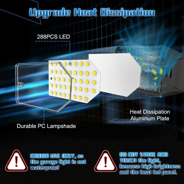 Alt view image 4 of 7 - Garage Light Bulbs - Garage Lights Led Screw into Bulb Socket with 6 Deformable Panels 6500K Basement Light Fixture E26 Base Led Shop Lights for Basement Workshop Warehouse Attic - 4Pack