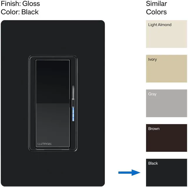 Alt view image 2 of 7 - Caseta Diva Smart Dimmer Switch (Smart Hub Required), No Neutral Req For Caseta systems, no neutral required, soft glow light bar, single-pole/3-way, DVRF-6L-BL, Black
