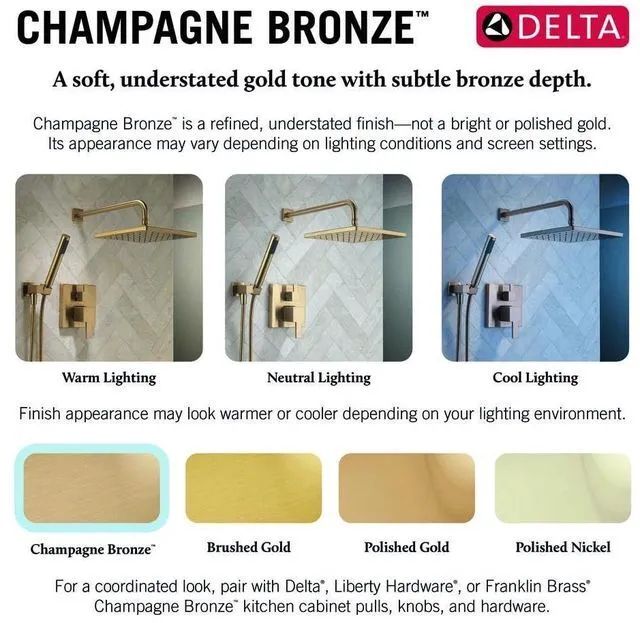 Alt view image 5 of 7 - 6-Setting In2ition 2-in-1 Dual Shower Head with Handheld High Pressure ProClean Spray, Brushed Gold Detachable Shower Head with Hose, 1.75 GPM Flow Rate, Champagne Bronze 75655CZ