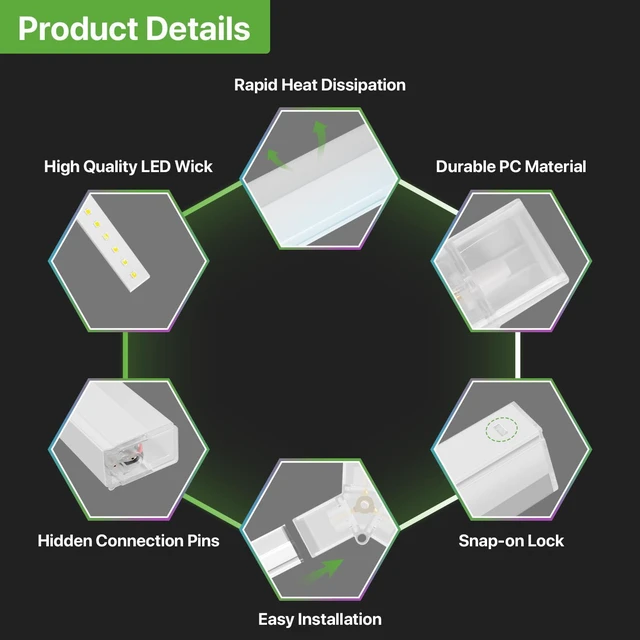 Alt view image 6 of 7 - LED Hex Lights: 245W 26,950LM 110LM/W 6500K, 100-240V, 8 Grid Honeycomb Garage Lights with 6500K Daylight Lighting, Ra>80 for Workshops, Garages, and Home Gyms, Easy Install