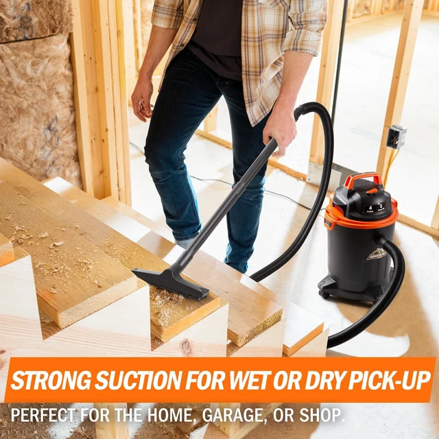 Alt view image 4 of 6 - VO405P 0901 4 Gallon Wet/Dry Vac 2.0 Peak HP Shop Vacuum with Nozzles & Brush,Black/Orange