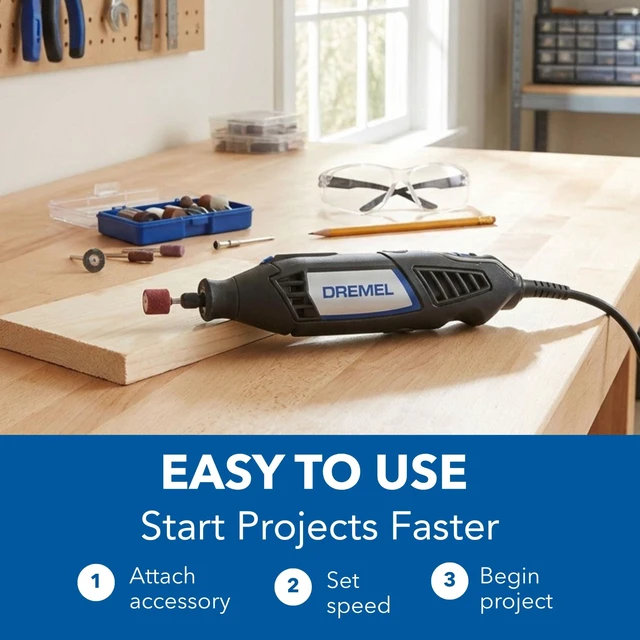 Alt view image 3 of 7 - 4000-2/32 Rotary Tool Kit with 2 Attachments and 32 Accessories 2 Attachments, 32 Accessories, Variable Speed, 1.6 Amp Motor, Ideal for Cutting, Sanding, Engraving, Wood Carving