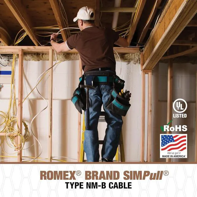 Alt view image 7 of 7 - Romex Brand Simpull Solid Indoor 14/2 W/G NMB Cable 100ft Coil - SW# 28827423