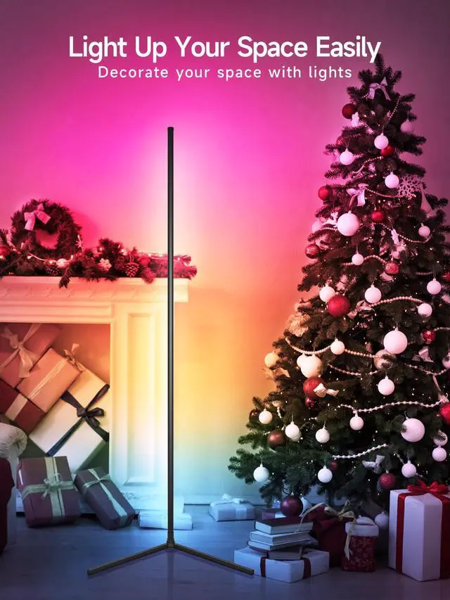 Alt view image 5 of 6 - Floor Lamp, RGB LED Corner Lamp with Music Sync, Smart App and Remote Control Color Changing Ambience Light, 16 Million Colors Standing Lamp for Bedroom Living Room Gaming Room (2pcs)