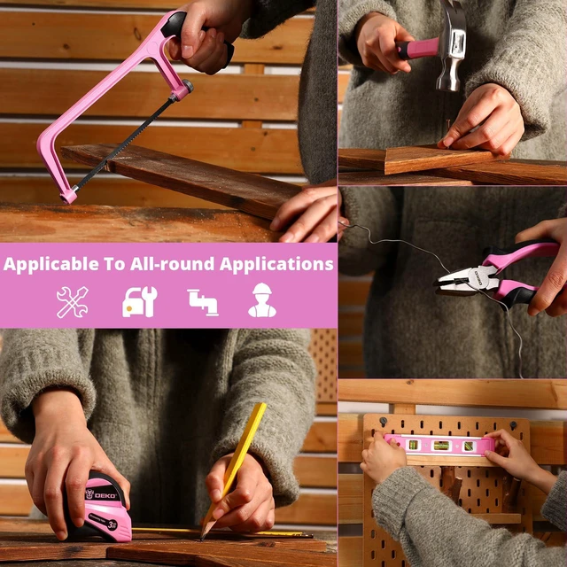 Alt view image 7 of 7 - Tool Set: 228 Piece Home Tool Kit, Household Basic Repair Tool Set Comes with Storage ToolBox, Socket Wrench Set for Car, Hand Tool Box Set for Home - Pink
