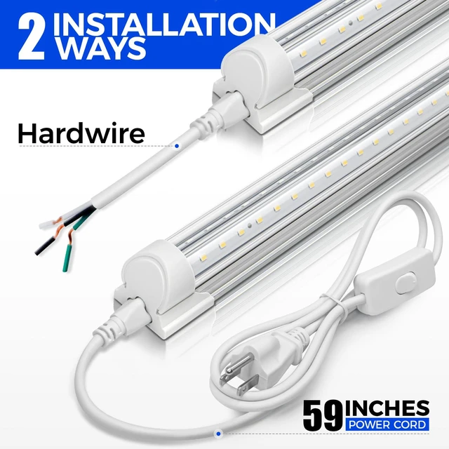 Alt view image 6 of 7 - T8 LED Shop Lights, 3FT 30W 4600LM 5000K, 6 Pack, High Output Tube 3 Foot for Garage Workshop and Workbench Use, Daylight White, Easy Ceiling Mount, Linkable to 8, Aluminum V Shape Clear Cover