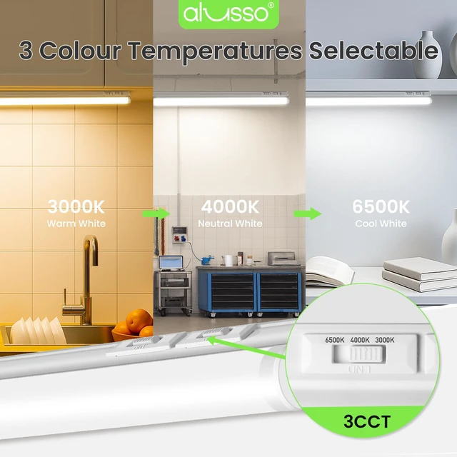 Alt view image 3 of 7 - 10 Pack 4FT LED T5 Shop Lights Linkable Integrated Fixture, 2100LM, 3Color Selectable, 3000K/4000K/6500K Adjustable Color Temperature, Corded Electric T5 Single Fixture for Garage/Workshop