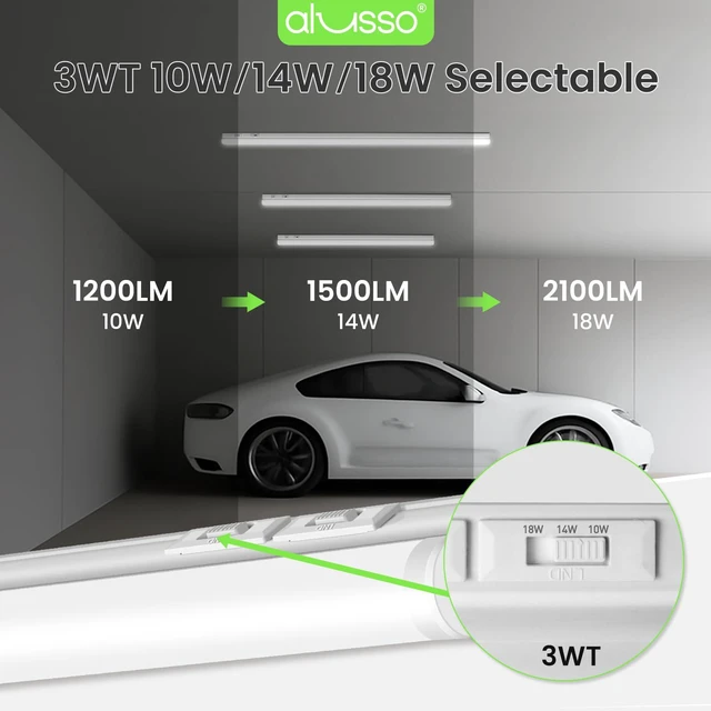 Alt view image 4 of 7 - 10 Pack 4FT LED T5 Shop Lights Linkable Integrated Fixture, 2100LM, 3Color Selectable, 3000K/4000K/6500K Adjustable Color Temperature, Corded Electric T5 Single Fixture for Garage/Workshop