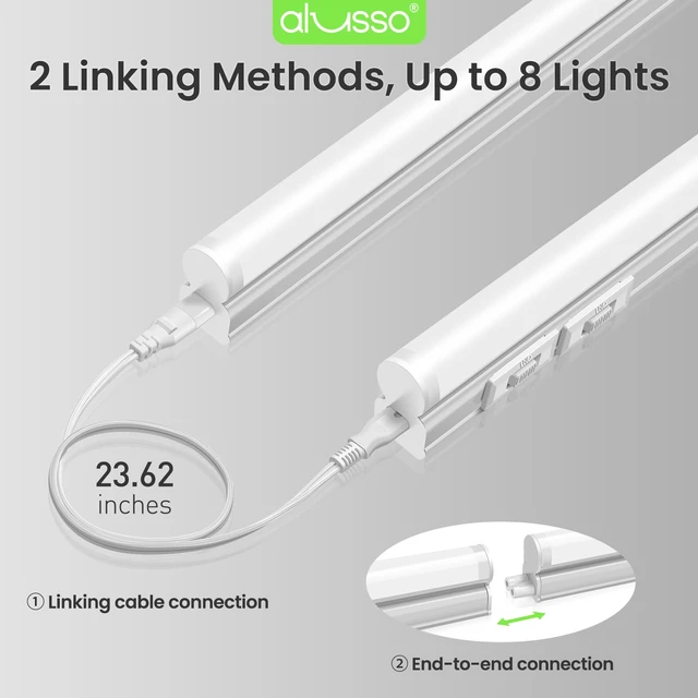 Alt view image 6 of 7 - 10 Pack 4FT LED T5 Shop Lights Linkable Integrated Fixture, 2100LM, 3Color Selectable, 3000K/4000K/6500K Adjustable Color Temperature, Corded Electric T5 Single Fixture for Garage/Workshop