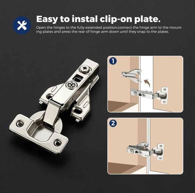 Alt view image 6 of 7 - Full Overlay Cabinet Door Hinges,105 Degree,60 Packs 30 Pair Satin Nickel, Soft Close Motion, Concealed Cabinet Fit, Solid Adjustable Kitchen Cabinet Hinges, for Face Frame Cabinet