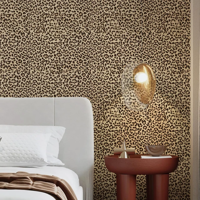 Alt view image 4 of 7 - Leopard Print Peel and Stick Wallpaper, Waterproof Removable Self Adhesive Textured Wall Paper, Yellow Unique Funky Cheetah Contact Paper for Bedroom and Bathroom 1200"X17.3"(144.3 sq. ft)