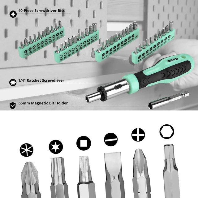 Alt view image 4 of 7 - Tool Set: 228 Piece Home Tool Kit, Household Basic Repair Tool Set Comes with Storage ToolBox, Socket Wrench Set for Car, Hand Tool Box Set for Home - Turquoise
