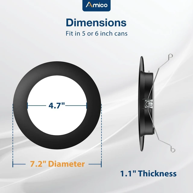 Alt view image 4 of 6 - Recessed Lighting 5/6 Inch, 12 Pack 5CCT Flat LED Can Lights, Black Flat Trim, Dimmable, 12W=110W, 1050LM, 2700K/3000K/4000K/5000K/6000K Selectable, Easy Install, IC & Damp Rated, ETL & FCC