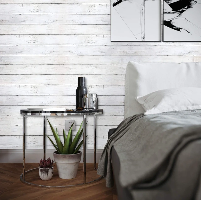Alt view image 4 of 7 - 82Ft×17.7In White Grey Wallpaper Wood Peel and Stick Wall Paper Vintage Self-Adhesive Removable Wood Panel Contact Paper Decoral Rv Living Room Laundry Hallway Closet for Walls Covering
